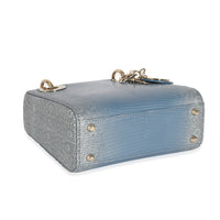 Christian Dior Blue Ombre Lizard Mini Lady Dior Handbag clasp