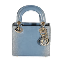 Christian Dior Blue Ombre Lizard Mini Lady Dior Handbag fv