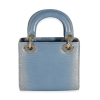 Christian Dior Blue Ombre Lizard Mini Lady Dior Handbag pv