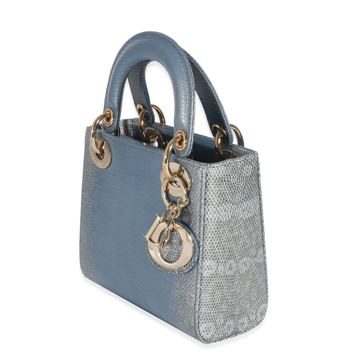 Christian Dior Blue Ombre Lizard Mini Lady Dior Handbag sv