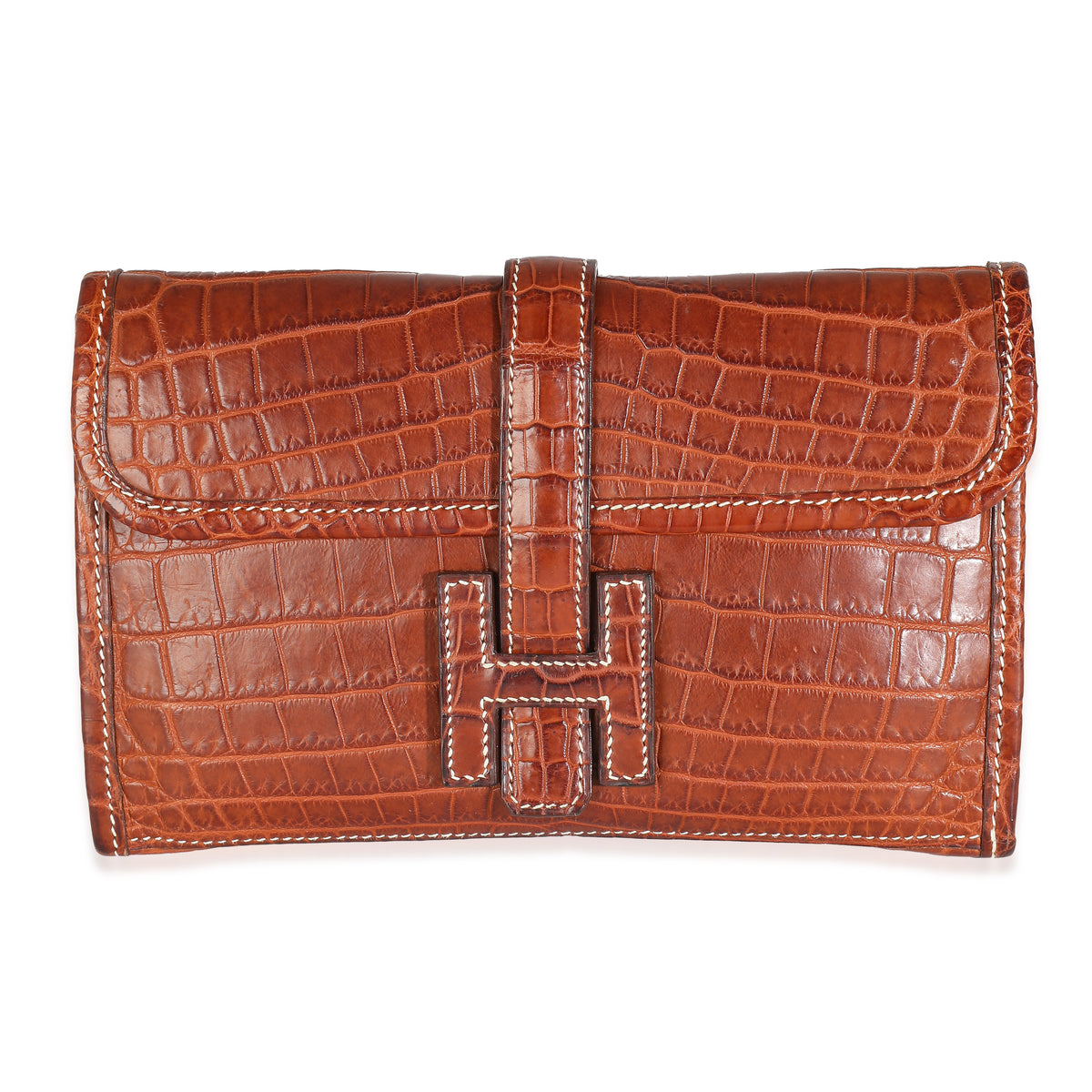 Hermès Fauve Crocodile Niloticus Lisse Mini Jige Clutch Wallet fv