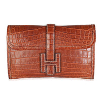 Hermès Fauve Crocodile Niloticus Lisse Mini Jige Clutch Wallet fv