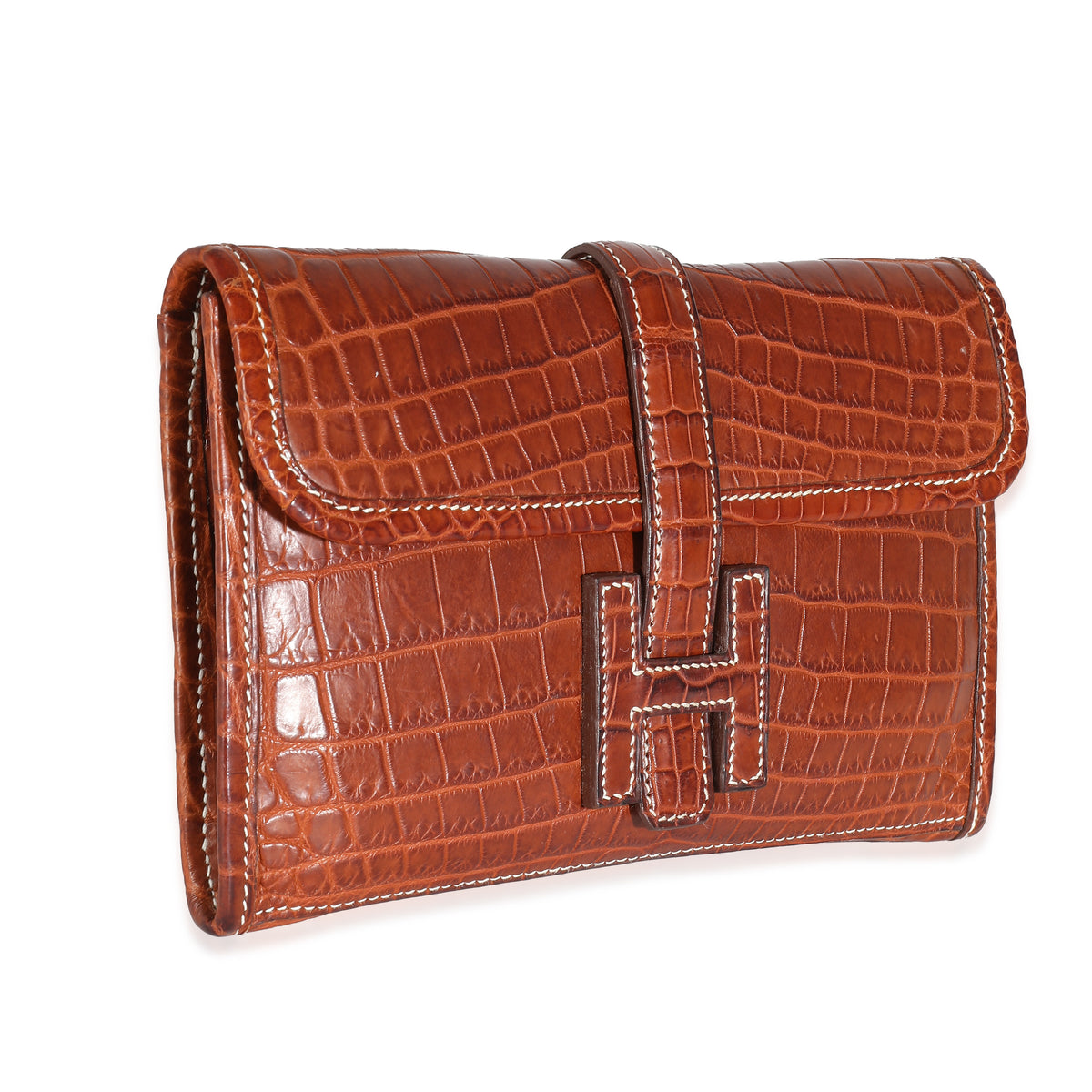 Hermès Fauve Crocodile Niloticus Lisse Mini Jige Clutch Wallet pv