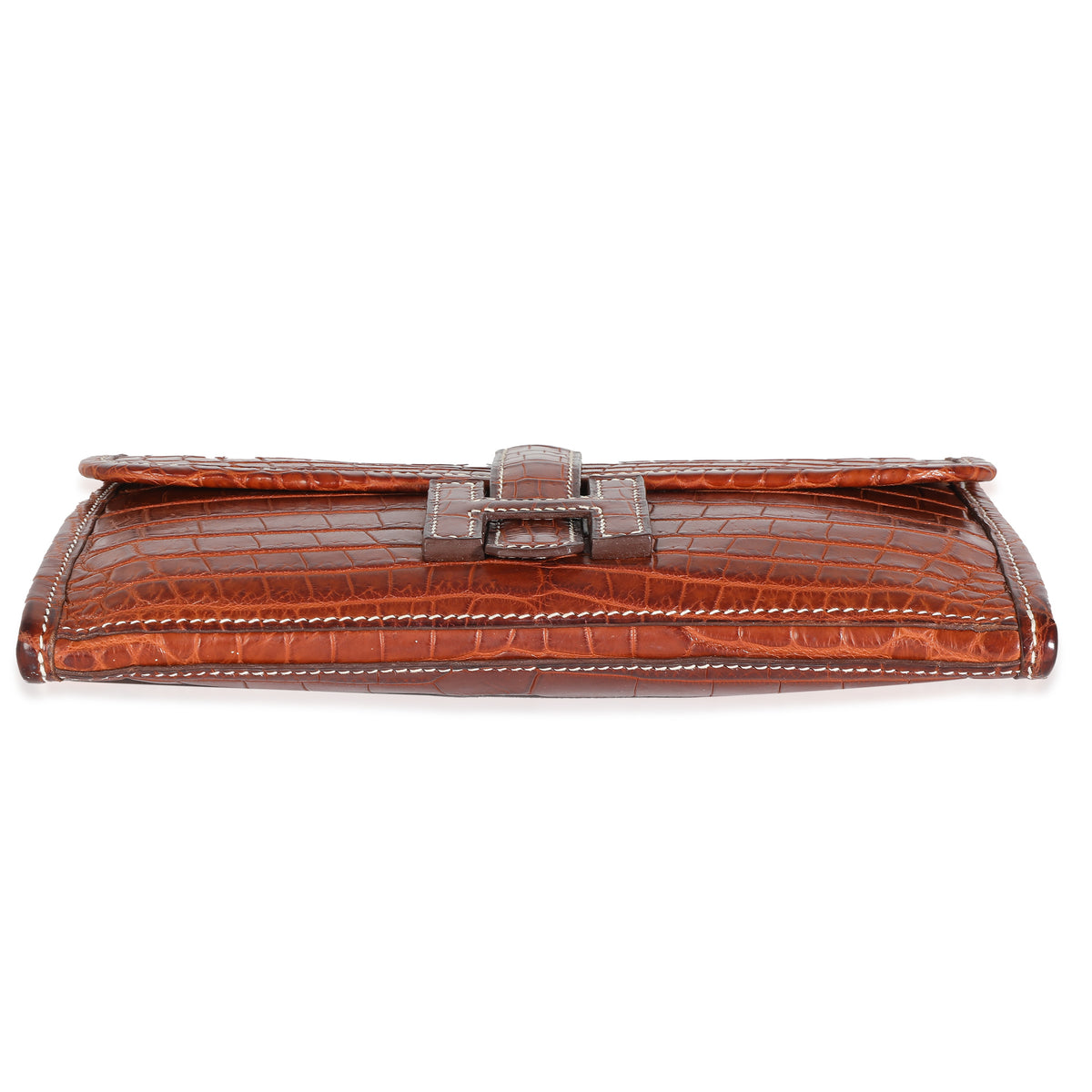 Hermès Fauve Crocodile Niloticus Lisse Mini Jige Clutch Wallet stamp