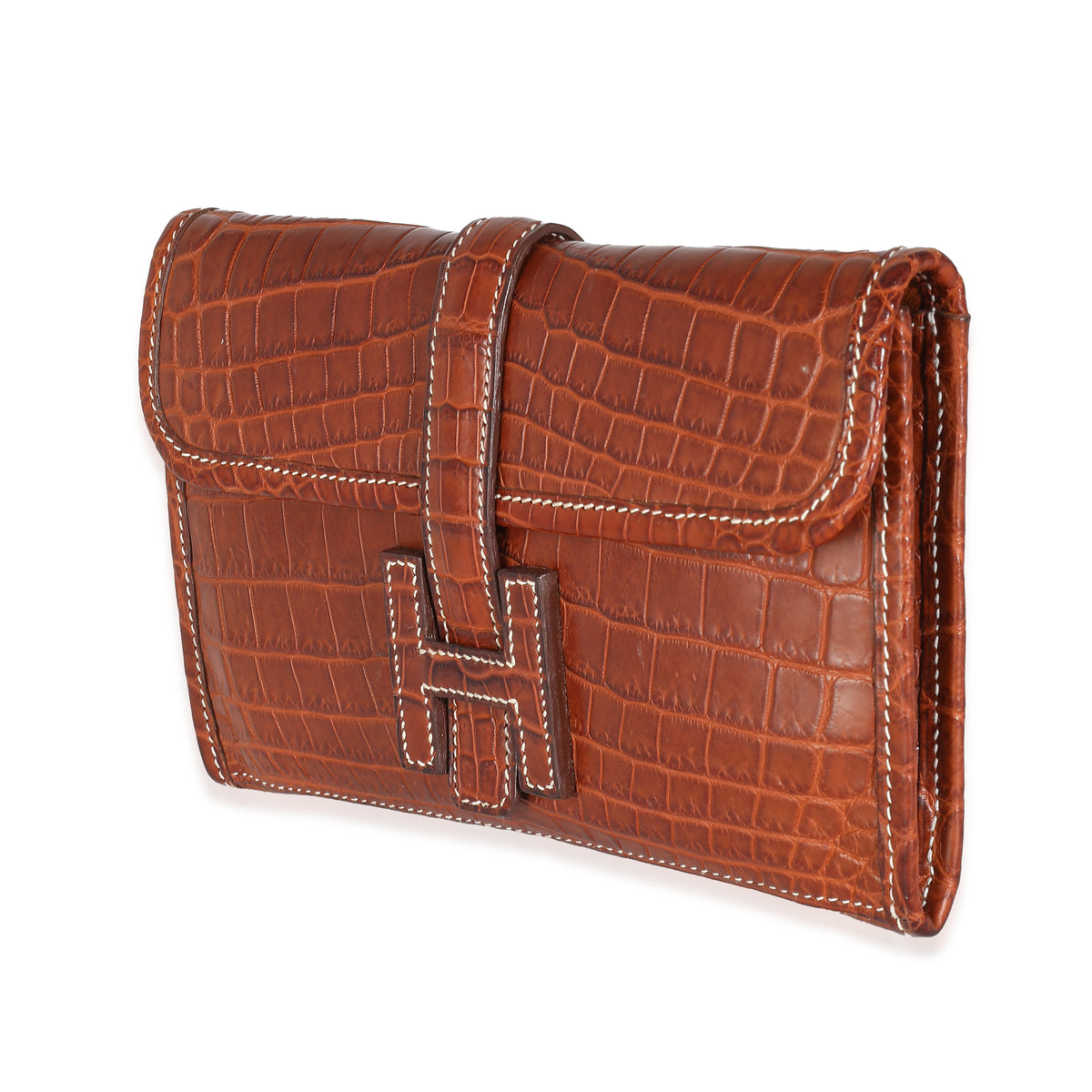 Hermès Fauve Crocodile Niloticus Lisse Mini Jige Clutch Wallet sv