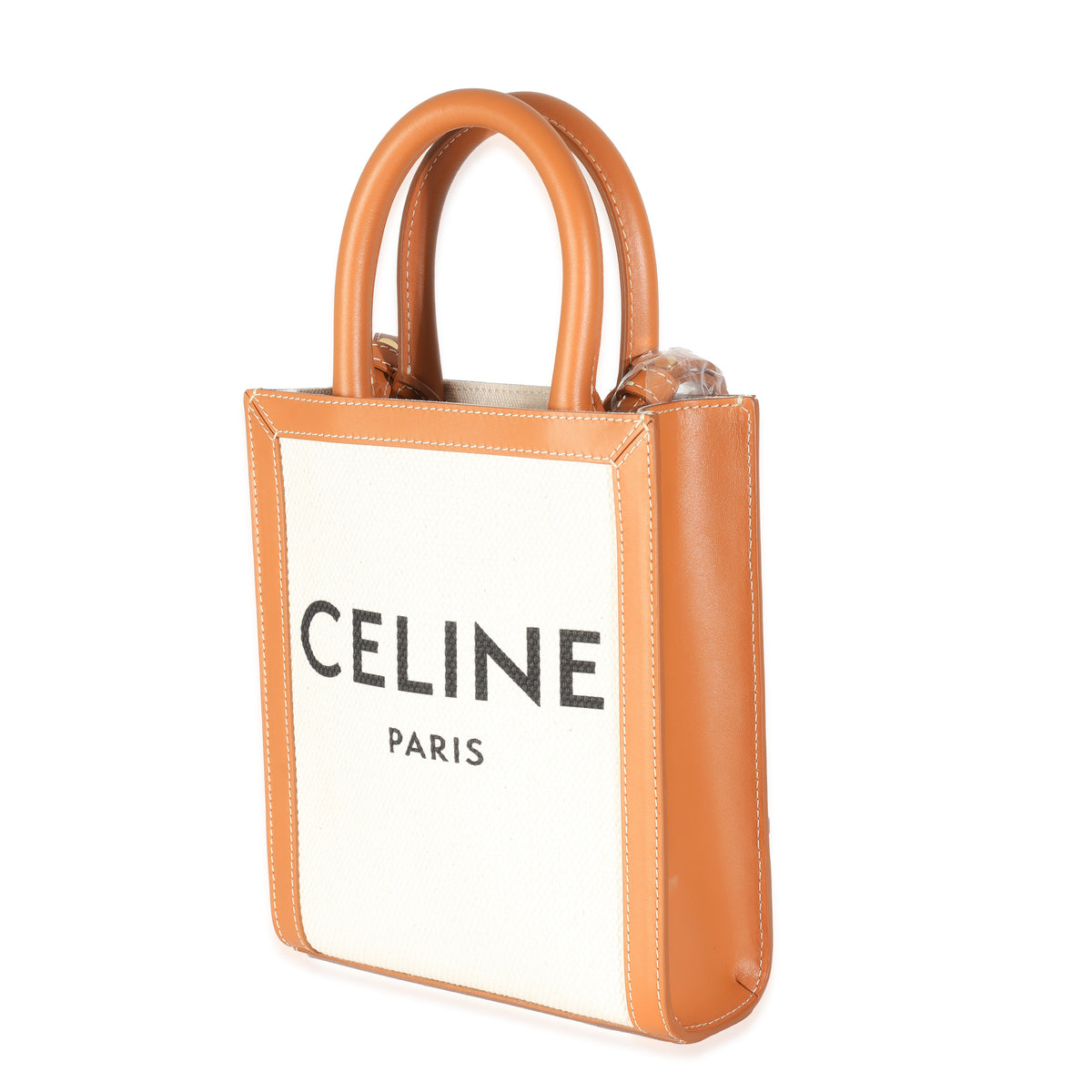Celine Natural Tan Canvas Calfskin Mini Vertical Cabas Bag Handbag sv