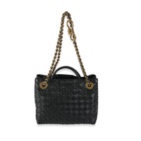 Bottega Veneta Black Nappa Intrecciato Small Andiamo With Chain Handbag ad1