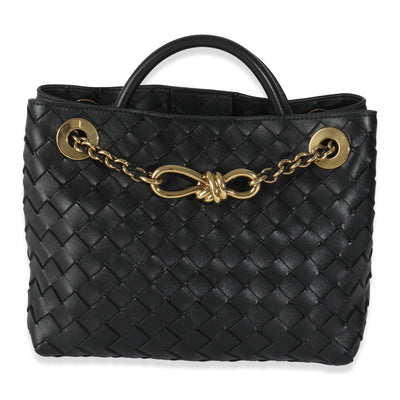 Bottega Veneta Black Nappa Intrecciato Small Andiamo With Chain Handbag fv