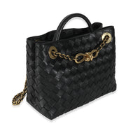 Bottega Veneta Black Nappa Intrecciato Small Andiamo With Chain Handbag pv