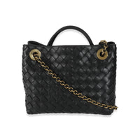 Bottega Veneta Black Nappa Intrecciato Small Andiamo With Chain Handbag stamp