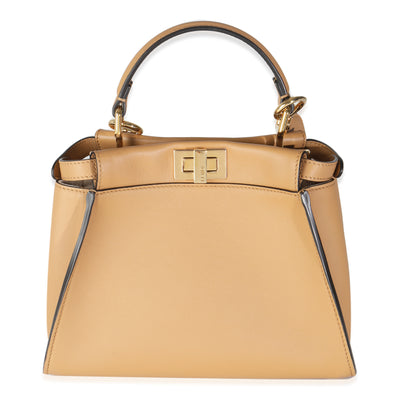Fendi Miele Scuro Nappa Petite Peekaboo I SEE U Satchel Handbag fv