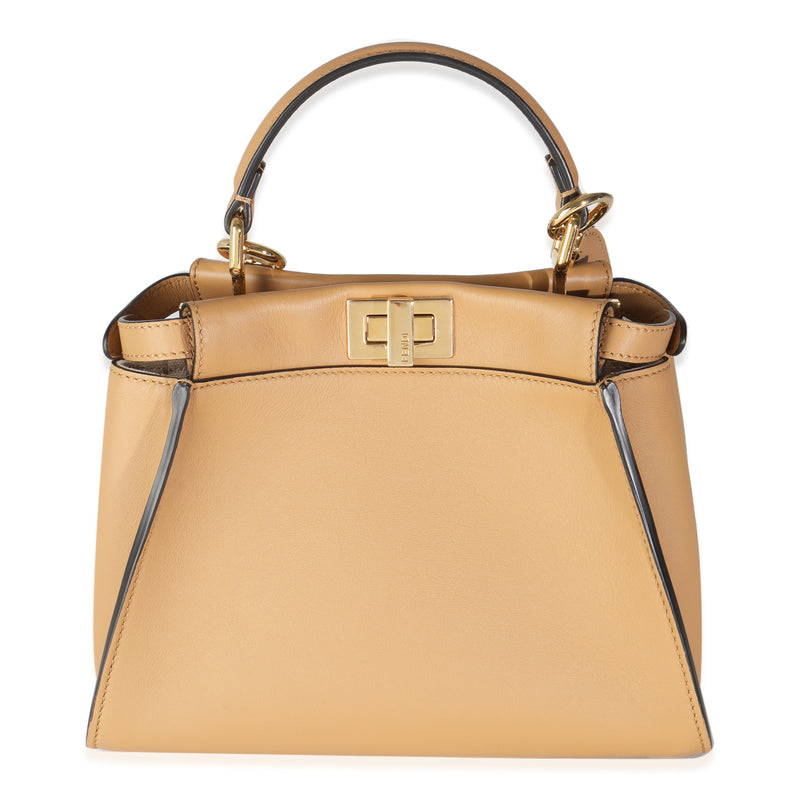Fendi Miele Scuro Nappa Petite Peekaboo I SEE U Satchel Handbag fv