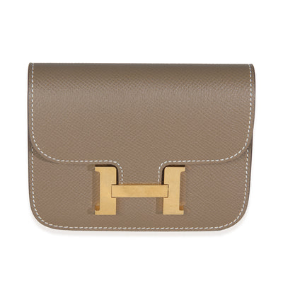 Hermès Etoupe Epsom Constance Slim Wallet GHW Handbag fv