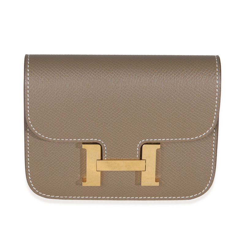 Hermès Etoupe Epsom Constance Slim Wallet GHW Wallet fv