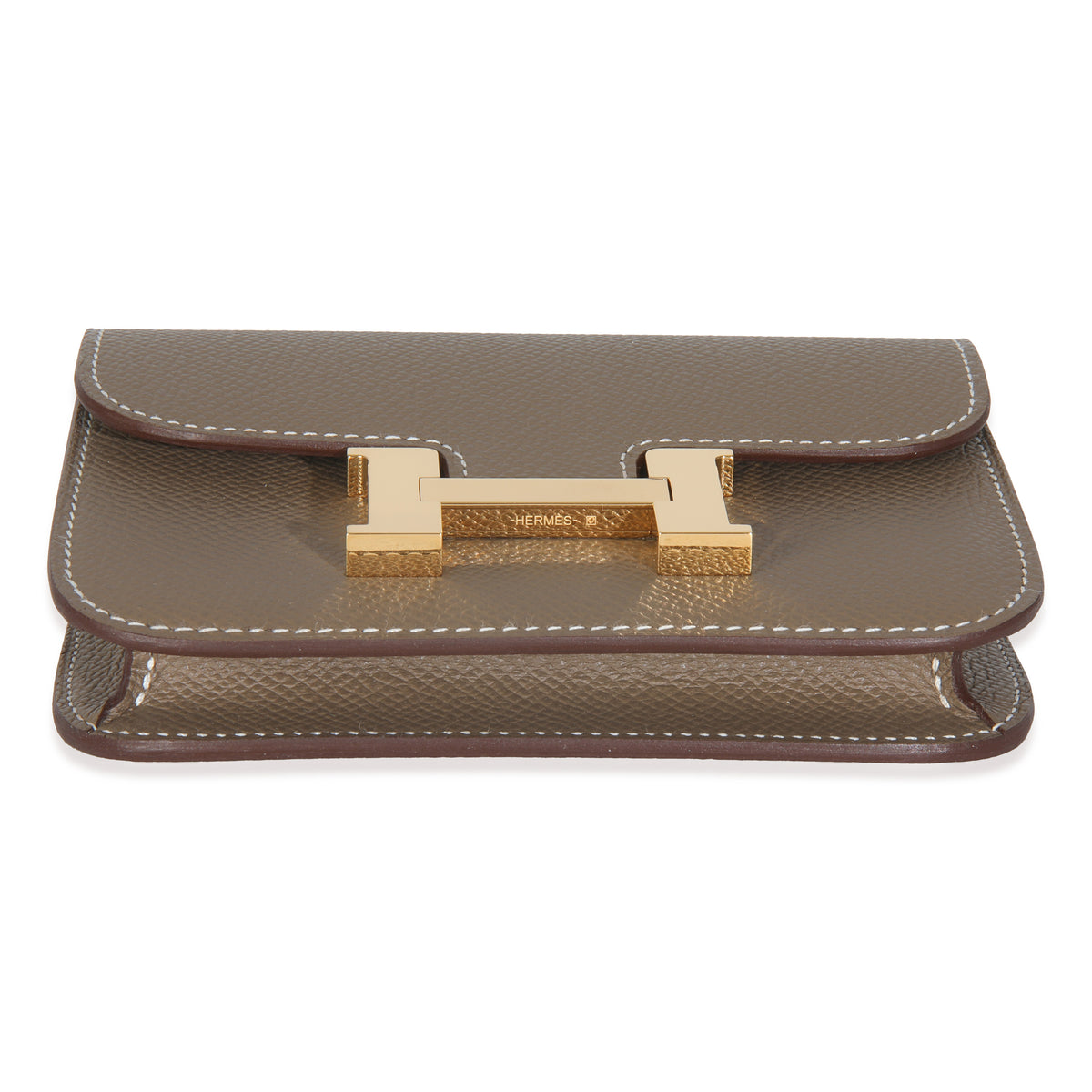 Hermès Etoupe Epsom Constance Slim Wallet GHW Handbag stamp