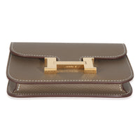 Hermès Etoupe Epsom Constance Slim Wallet GHW Handbag stamp
