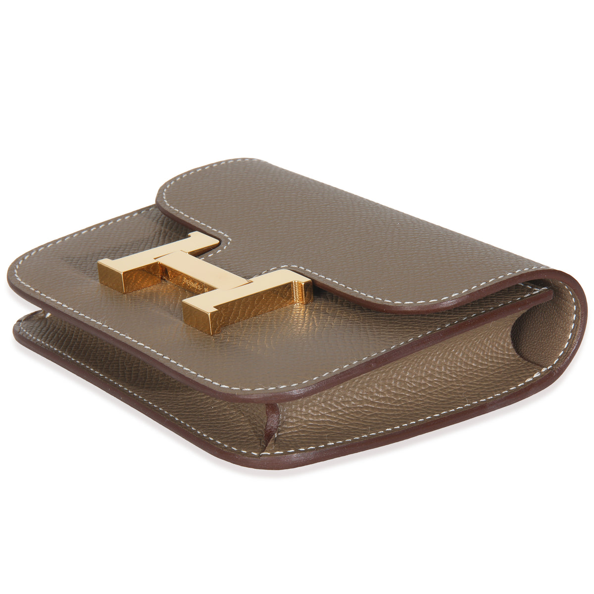 Hermès Etoupe Epsom Constance Slim Wallet GHW Wallet box