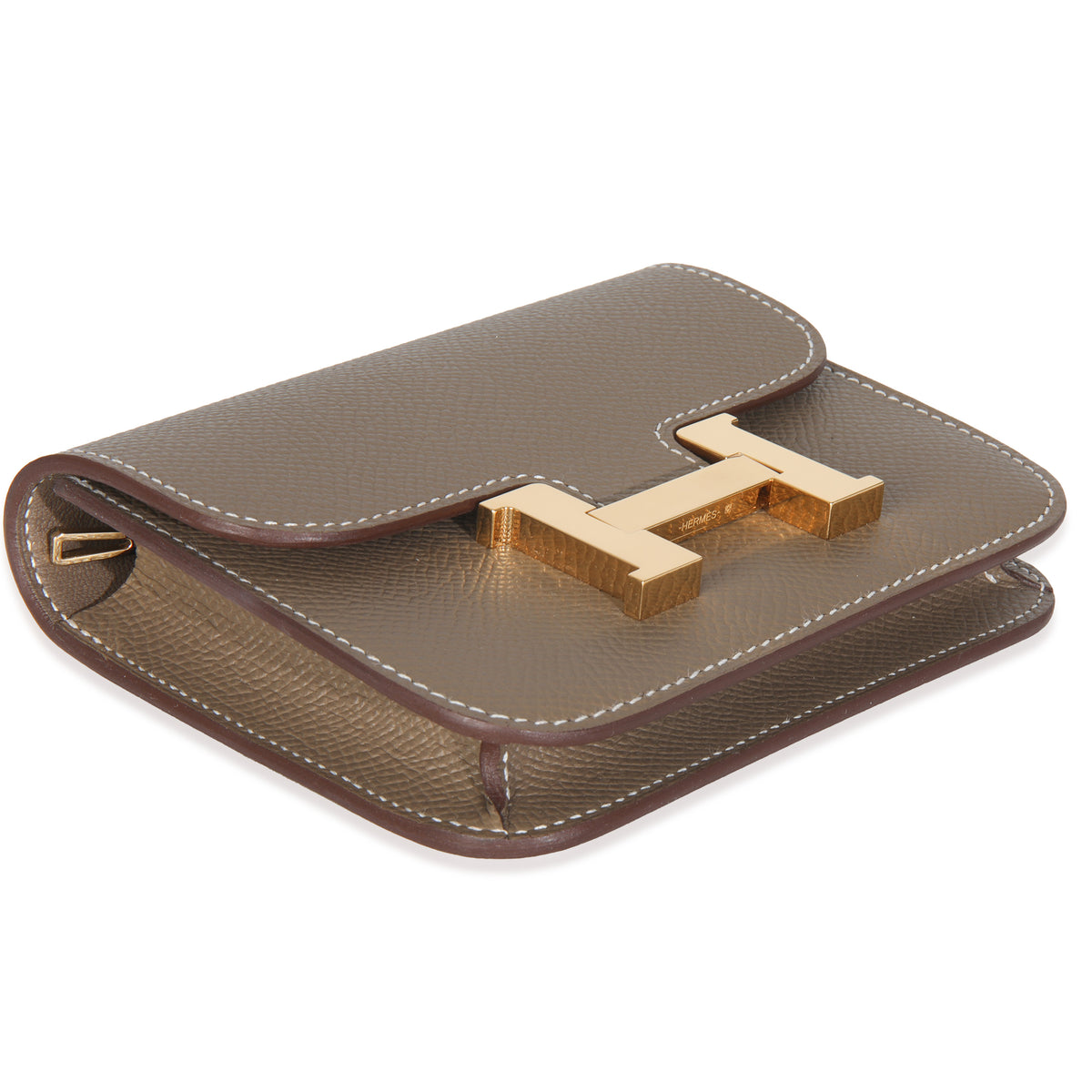 Hermès Etoupe Epsom Constance Slim Wallet GHW Wallet clasp