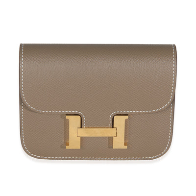 Hermès Etoupe Epsom Constance Slim Wallet GHW Wallet fv