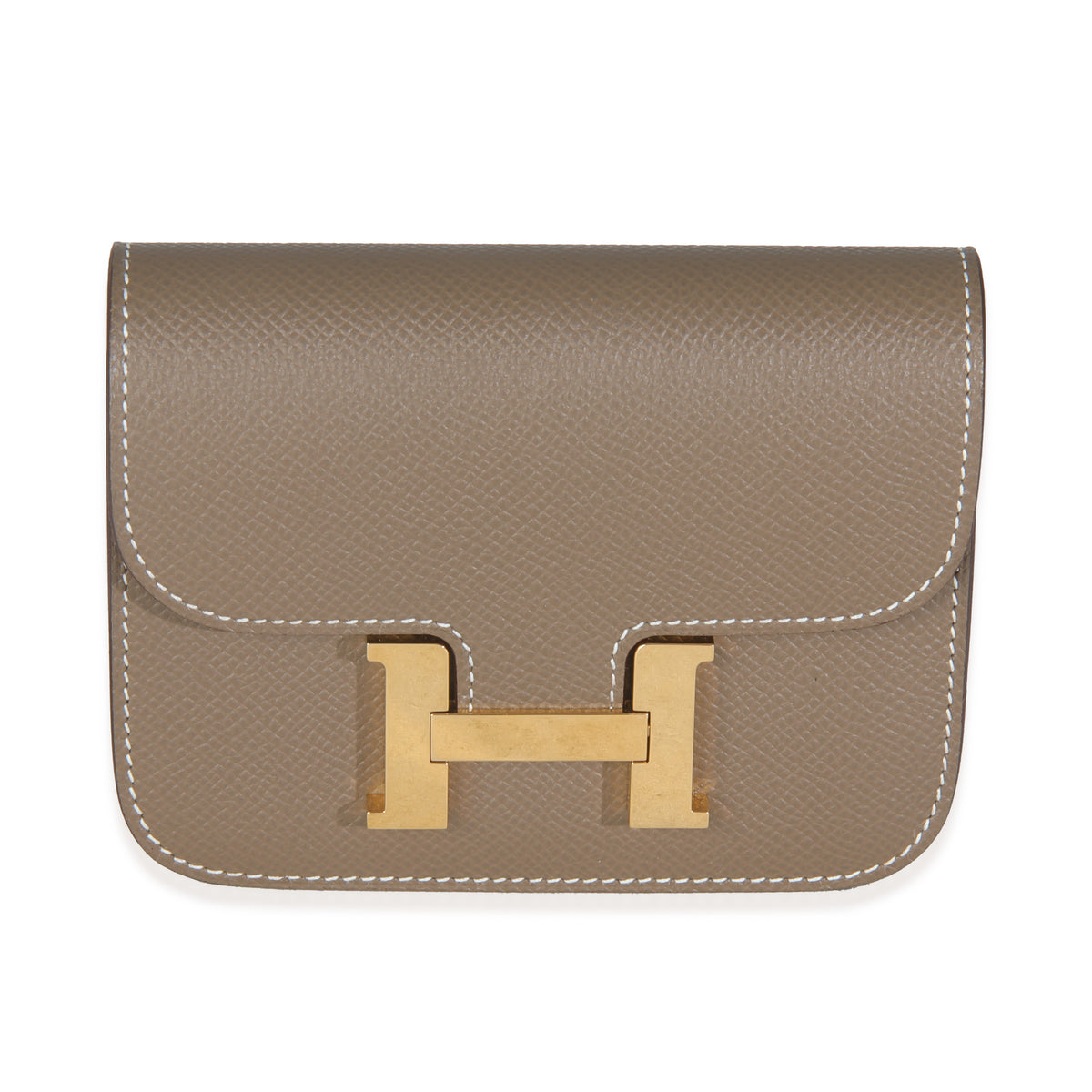 Hermès Etoupe Epsom Constance Slim Wallet GHW Wallet fv