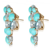 Etho Maria White Gold & Yellow Gold Turquoise and Blue Topaz Hoop Earrings sv