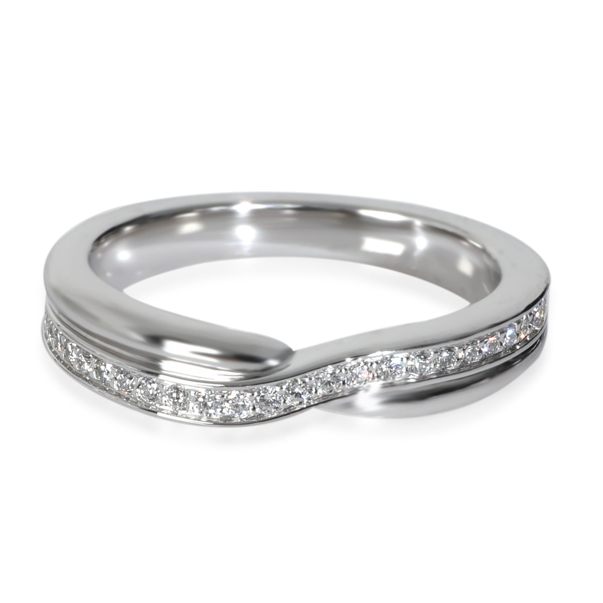Harry Winston Platinum Diamond Tryst Single Row Pave Diamond Band fv