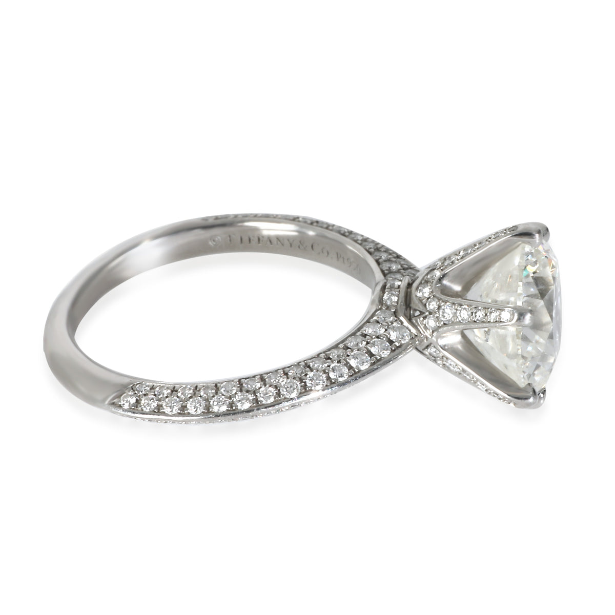 Tiffany & Co. 2.57 ct Round Brilliant Diamond Pave Solitaire Engagement Ring sv