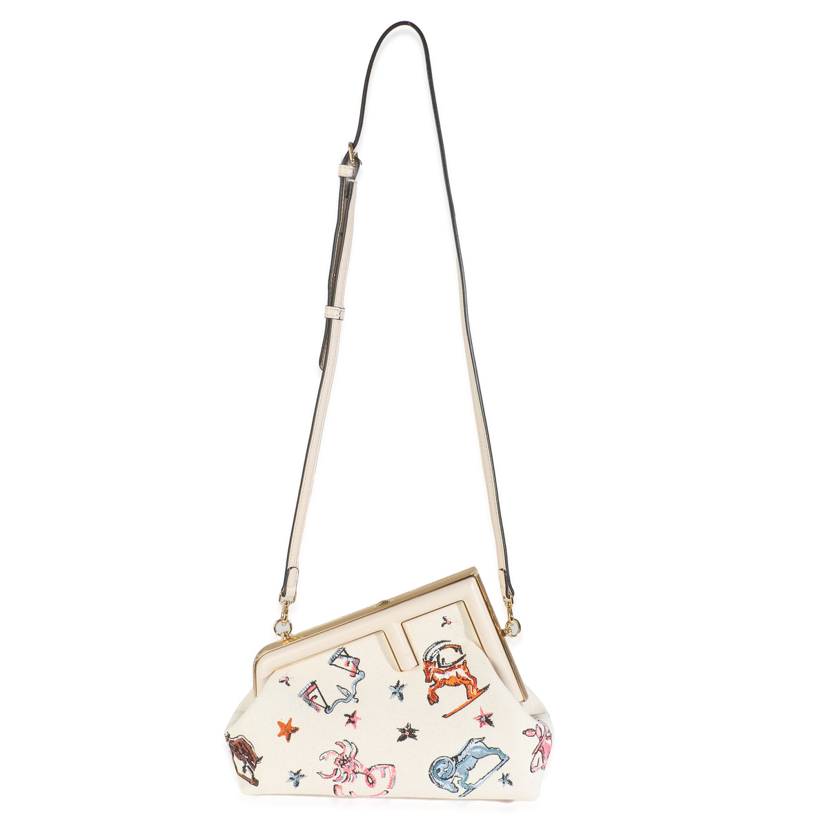 Fendi White Astrology Embroidered Canvas First Small Bag Handbag av
