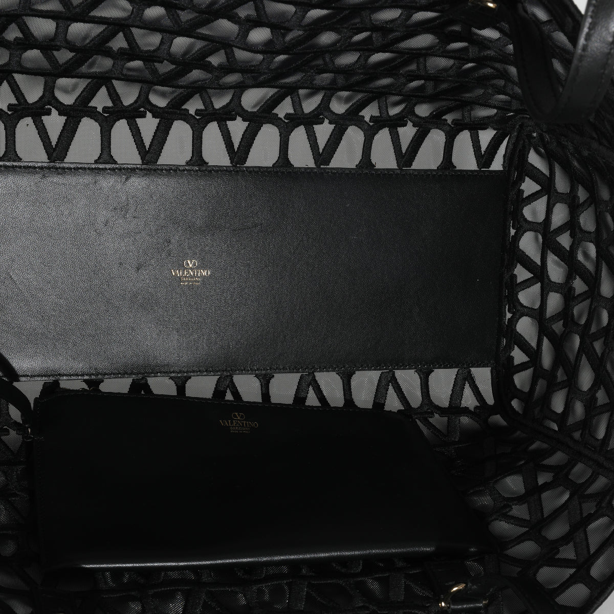 Valentino Black Mesh Fabric Le Troisieme Tote Bag Handbag ad1