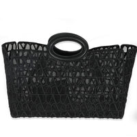 Valentino Black Mesh Fabric Le Troisieme Tote Bag Handbag bv