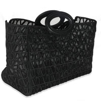 Valentino Black Mesh Fabric Le Troisieme Tote Bag Handbag pv
