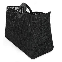 Valentino Black Mesh Fabric Le Troisieme Tote Bag Handbag sv