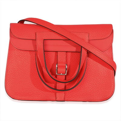 Hermès Rose Texas Clemence Halzan 25 PHW Handbag fv