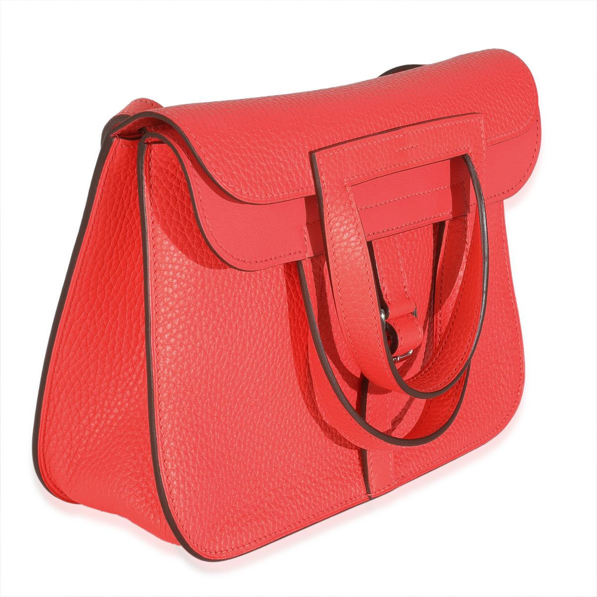 Hermès Rose Texas Clemence Halzan 25 PHW Handbag pv