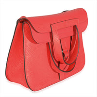 Hermès Rose Texas Clemence Halzan 25 PHW Handbag pv