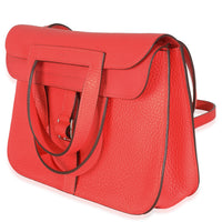 Hermès Rose Texas Clemence Halzan 25 PHW Handbag sv