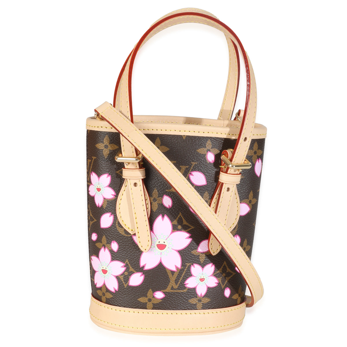Louis Vuitton x TM Sakura Brown Monogram Cherry Blossom Nano Bucket Handbag bv