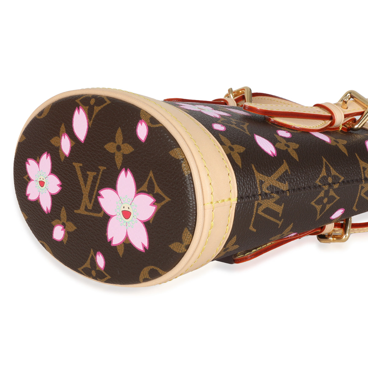 Louis Vuitton x TM Sakura Brown Monogram Cherry Blossom Nano Bucket Handbag clasp