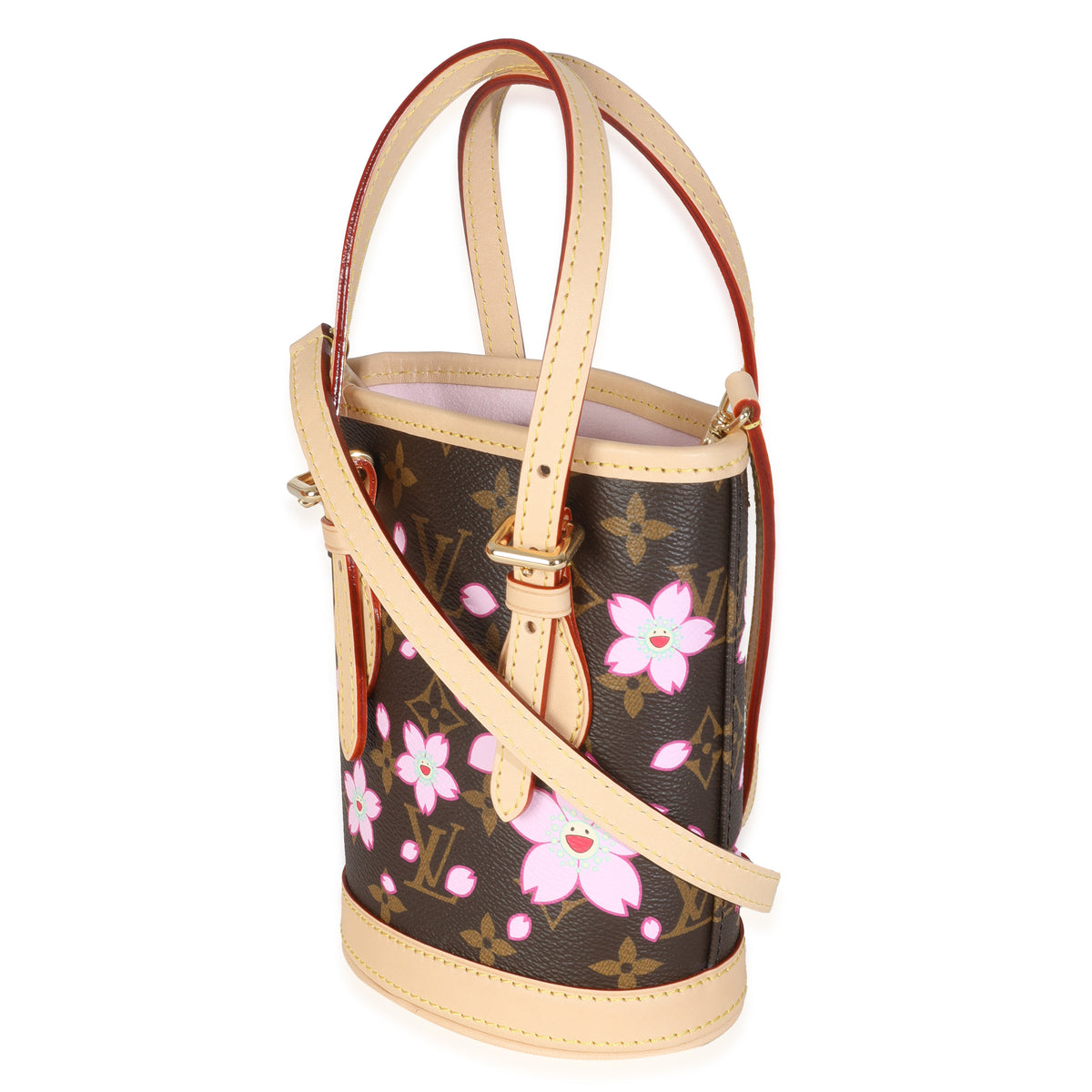 Louis Vuitton x TM Sakura Brown Monogram Cherry Blossom Nano Bucket Handbag pv
