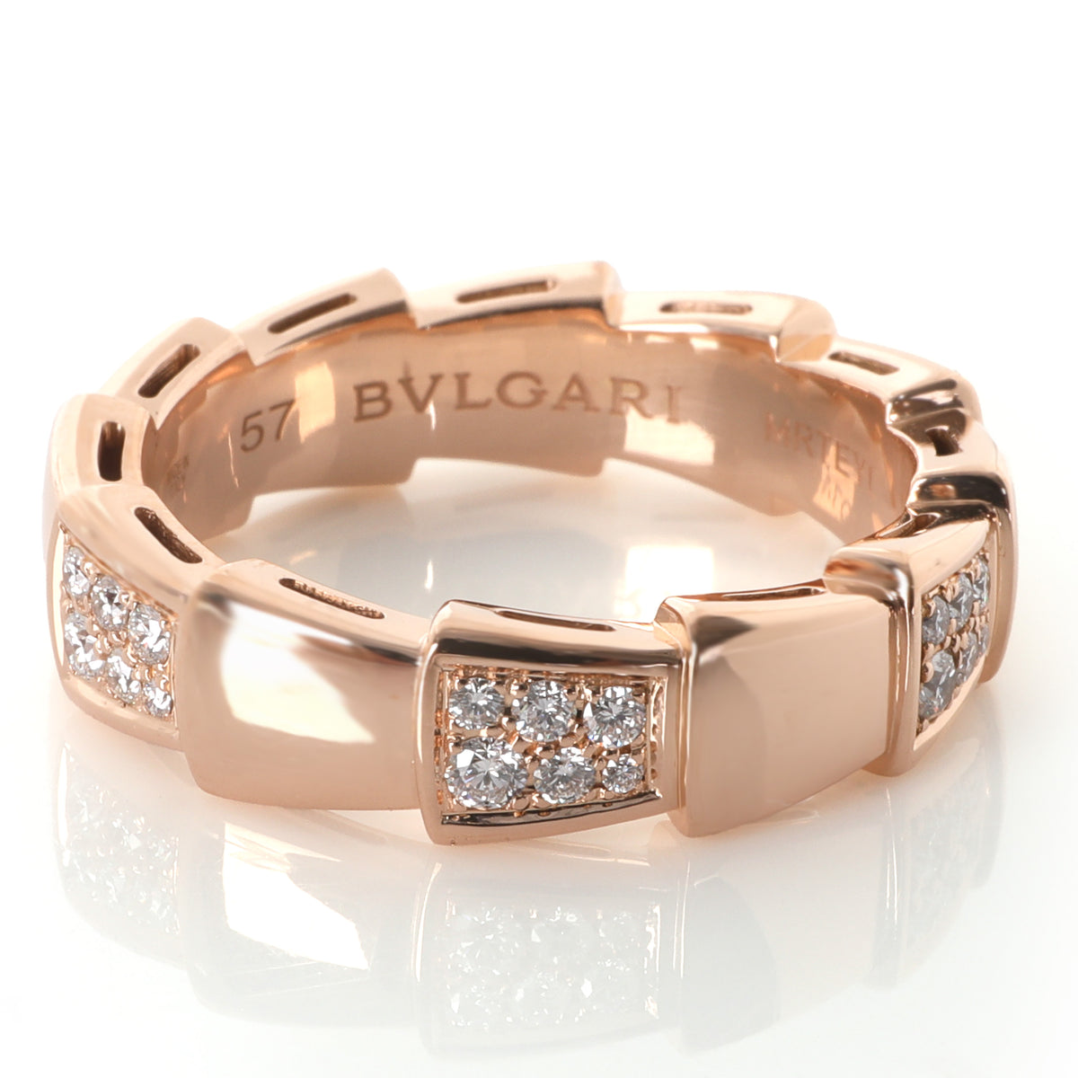 BVLGARI Rose Gold Diamond Serpenti Viper Ring fv