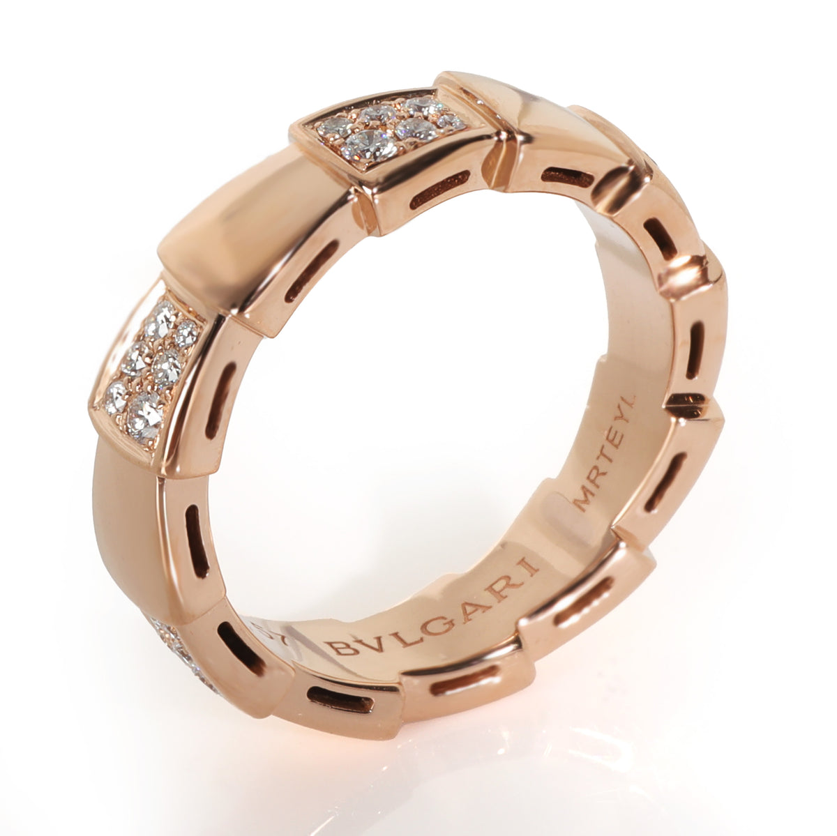 BVLGARI Rose Gold Diamond Serpenti Viper Ring pv