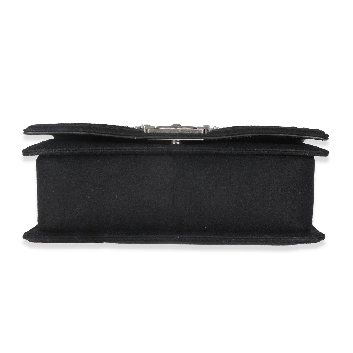 Chanel Black Jersey Strass Old Medium Boy Bag Handbag stamp