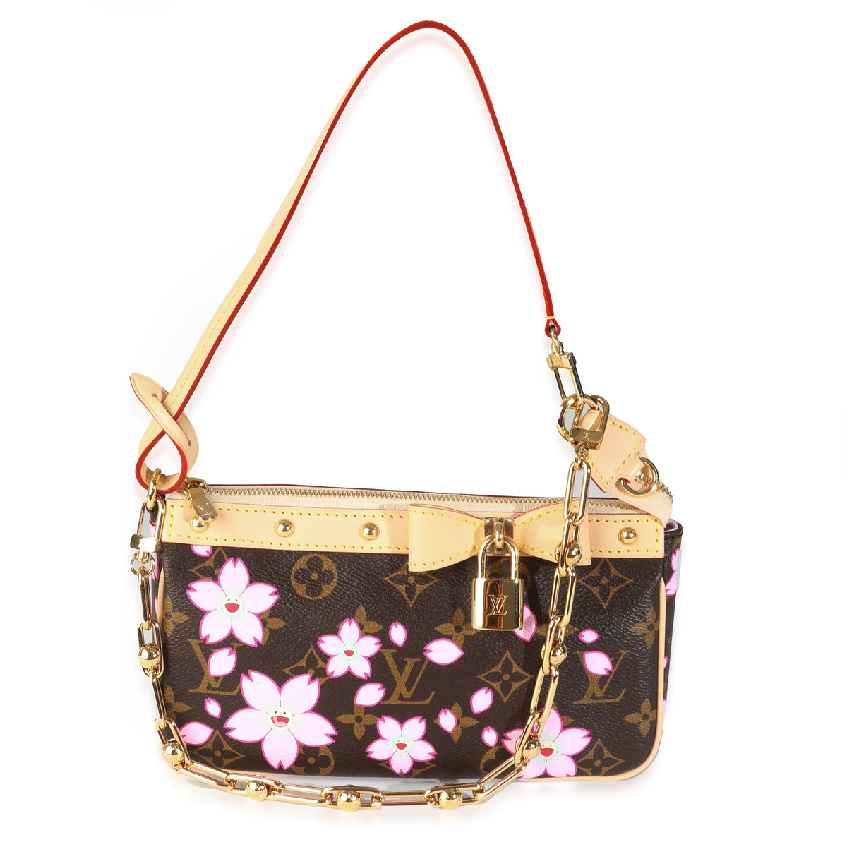 Louis Vuitton x TM Sakura Brown Monogram Canvas Pochette Accessoires Handbag fv