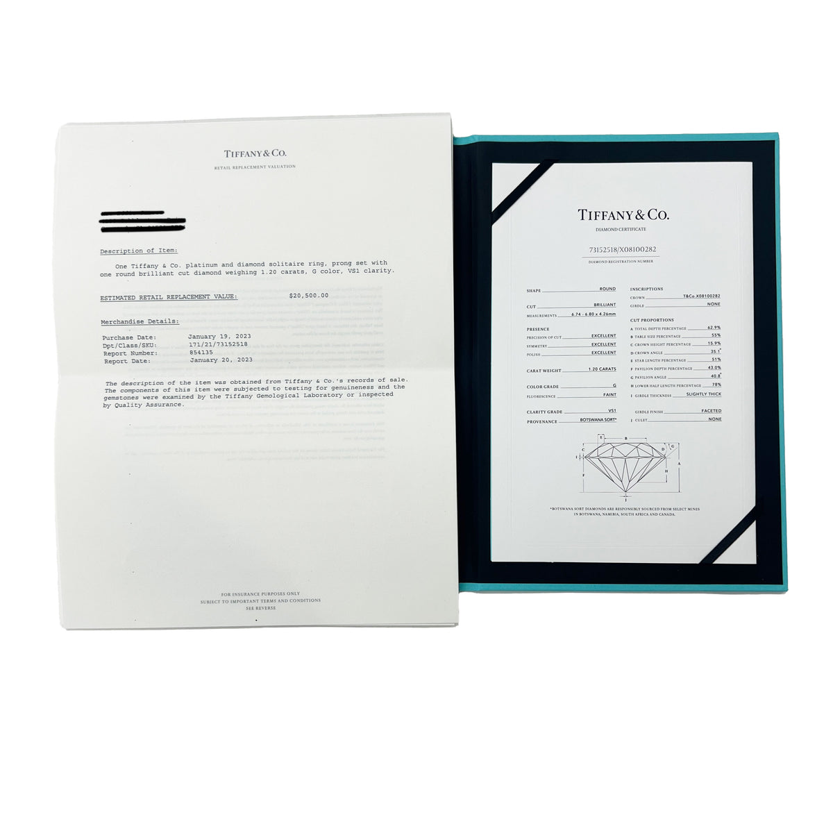 Tiffany & Co. 1.20 ct. Diamond Solitaire Ring box