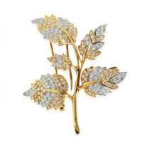Tiffany & Co. Yellow Gold & Platinum Diamond 5 Leaf Schlumberger Brooch fv