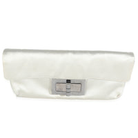 Chanel Grey Satin Silk Reissue Foldover XL Clutch Handbag fv