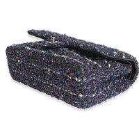 Chanel Navy Multicolored Metallic Tweed Medium Classic Double Flap Bag Handbag box