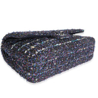 Chanel Navy Multicolored Metallic Tweed Medium Classic Double Flap Bag Handbag clasp