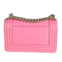 Chanel Pink Lambskin Lizard Small Boy Bag Handbag bv