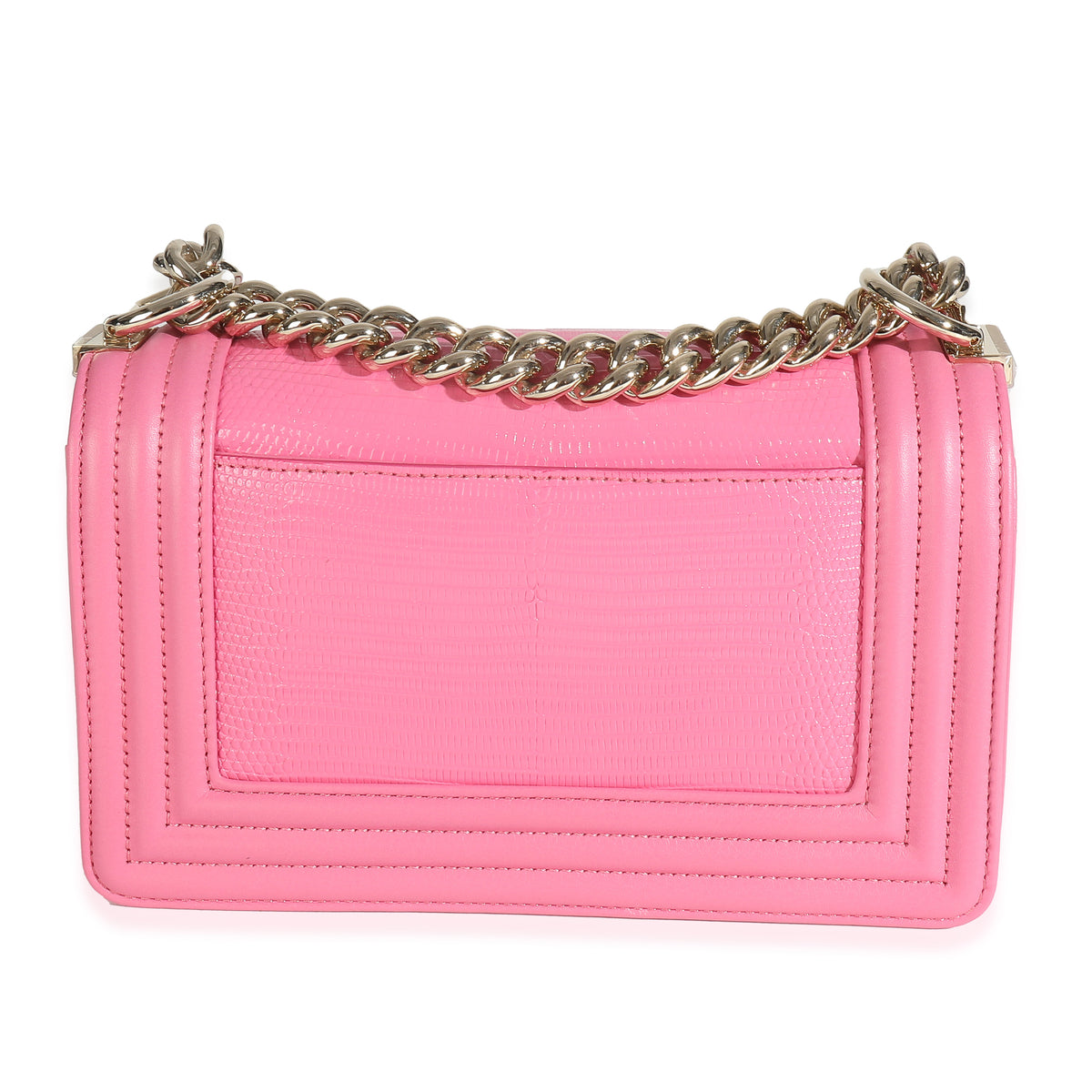 Chanel Pink Lambskin Lizard Small Boy Bag Handbag bv